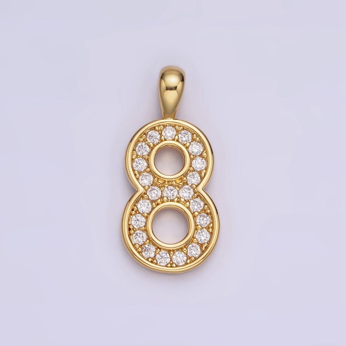 14K Gold Filled 21.5mm Clear Micro Paved CZ Number 0-9 Pendant | N1233 - N1242 - DLUXCA