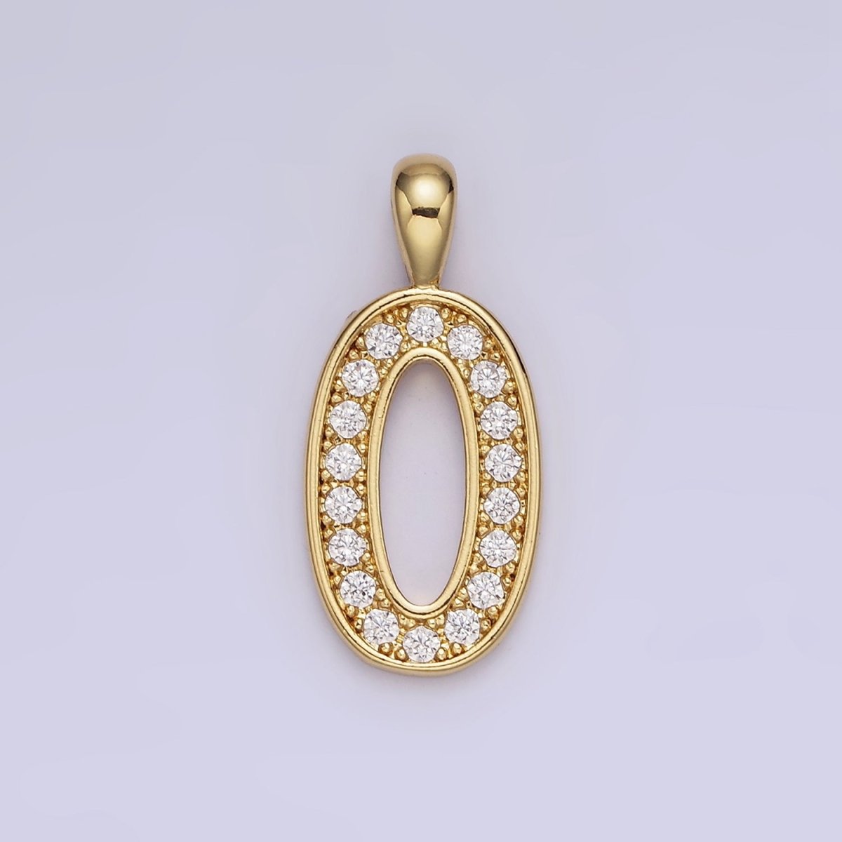 14K Gold Filled 21.5mm Clear Micro Paved CZ Number 0-9 Pendant | N1233 - N1242 - DLUXCA