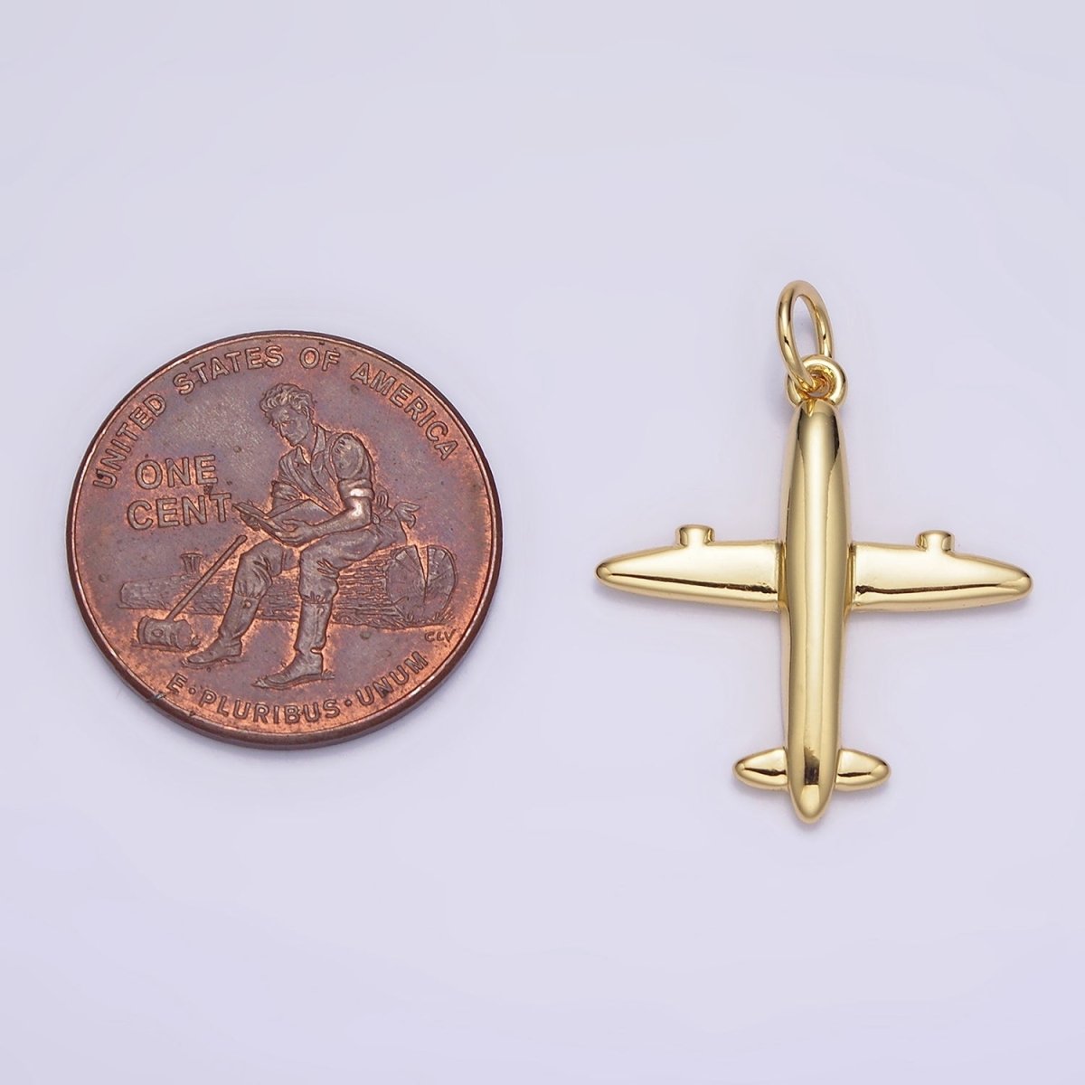 14K Gold Filled 21mm Airplane Flying Traveling Minimalist Charm | N993 - DLUXCA