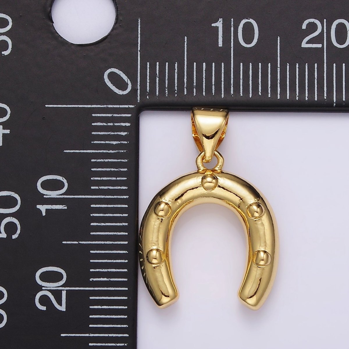 14K Gold Filled 21mm Horseshoe Dotted Minimalist Pendant | AH075 - DLUXCA