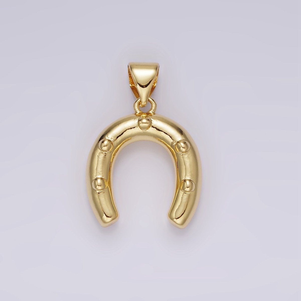 14K Gold Filled 21mm Horseshoe Dotted Minimalist Pendant | AH075 - DLUXCA
