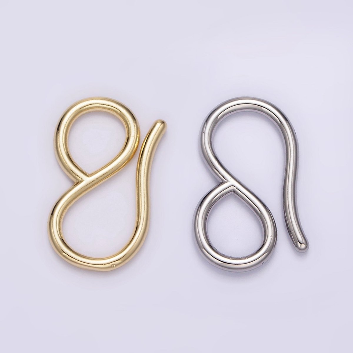 14K Gold Filled 22mm Curved Minimalist Infinity S-Hook Closure Supply Findings in Gold & Silver | Z650 - DLUXCA