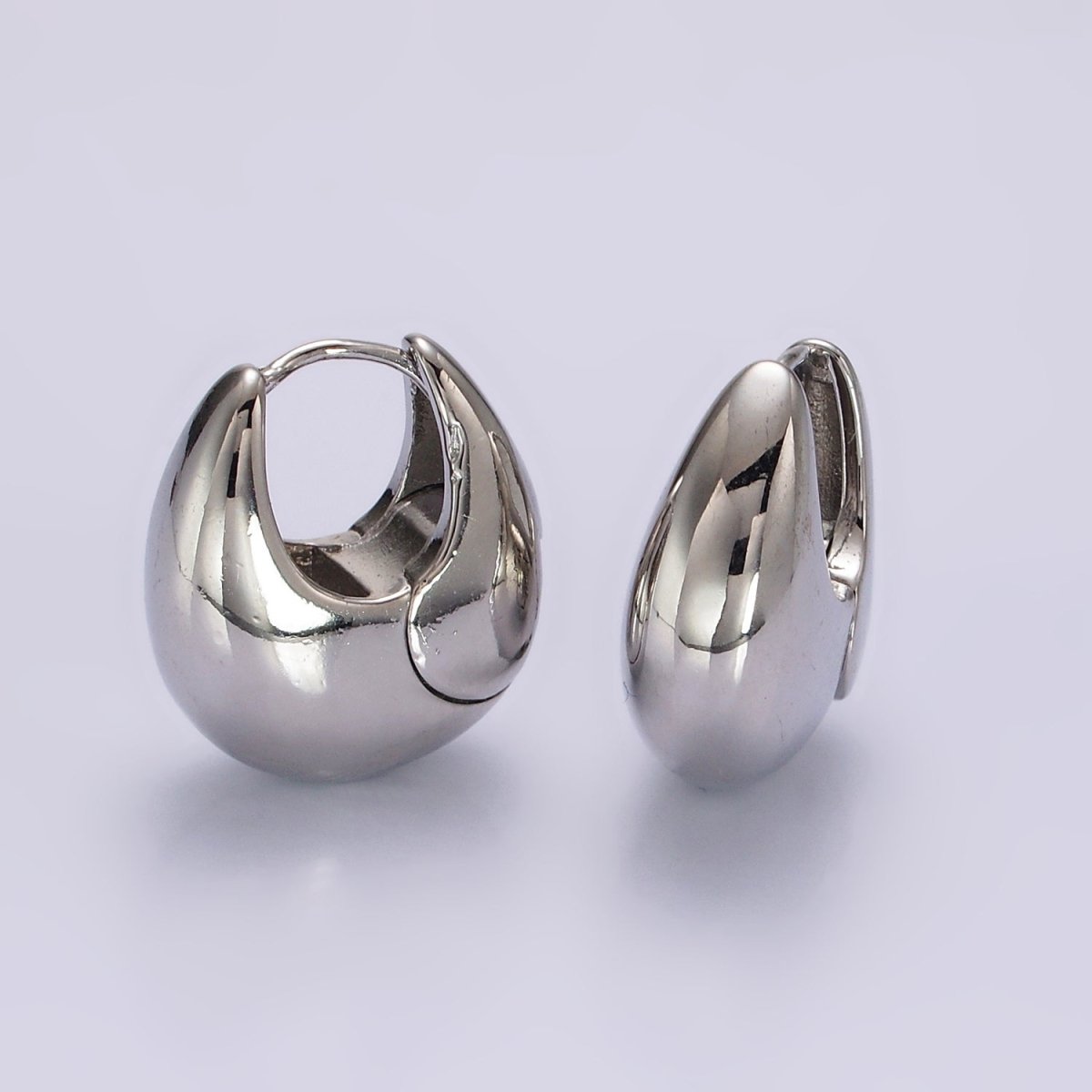 14K Gold Filled 23mm Teardrop Rounded Chubby Huggie Hoop Earrings in Gold & Silver | AE371 AE372 - DLUXCA