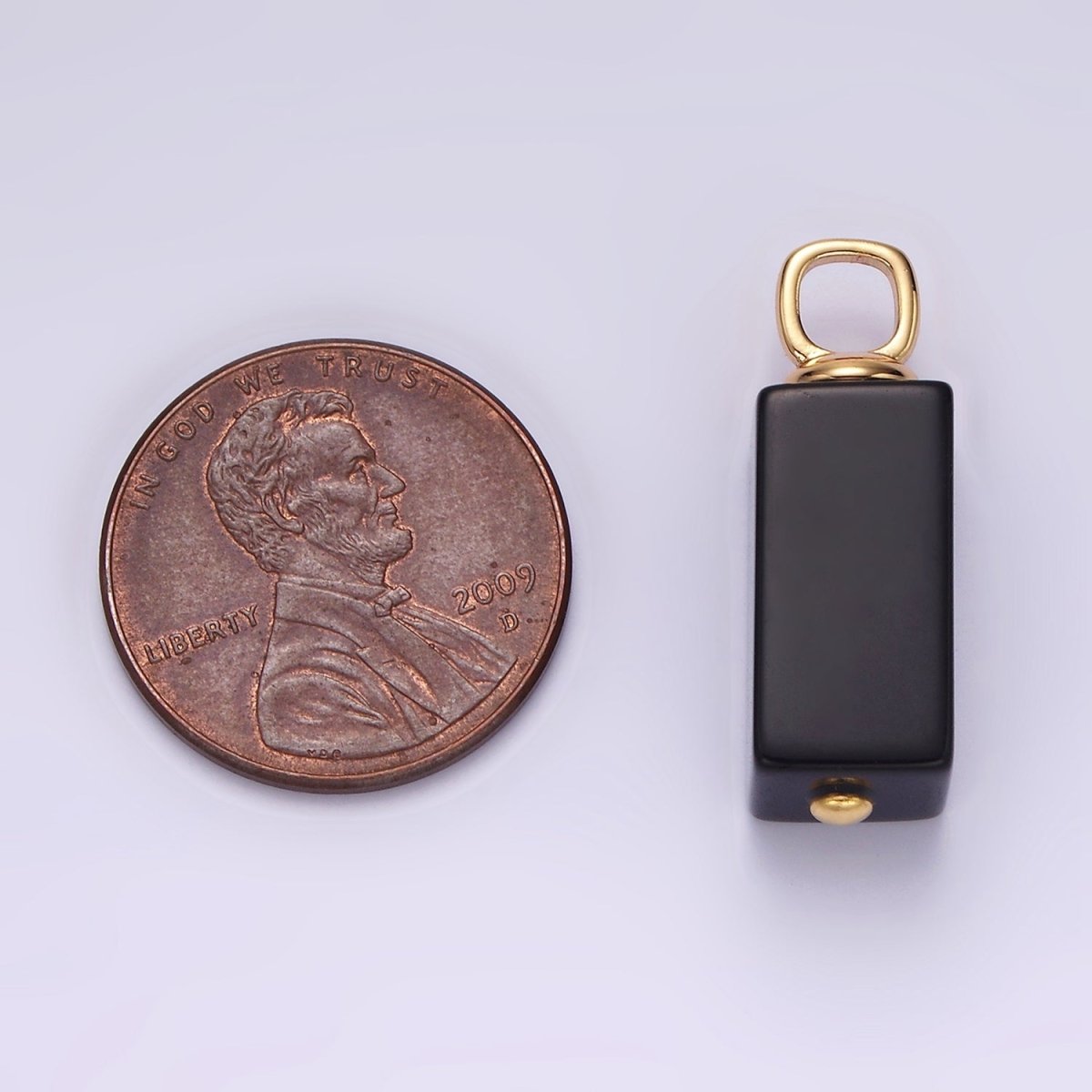 14K Gold Filled 24mm Black Onyx Tube Bar Minimalist Pendant | N1990 - DLUXCA