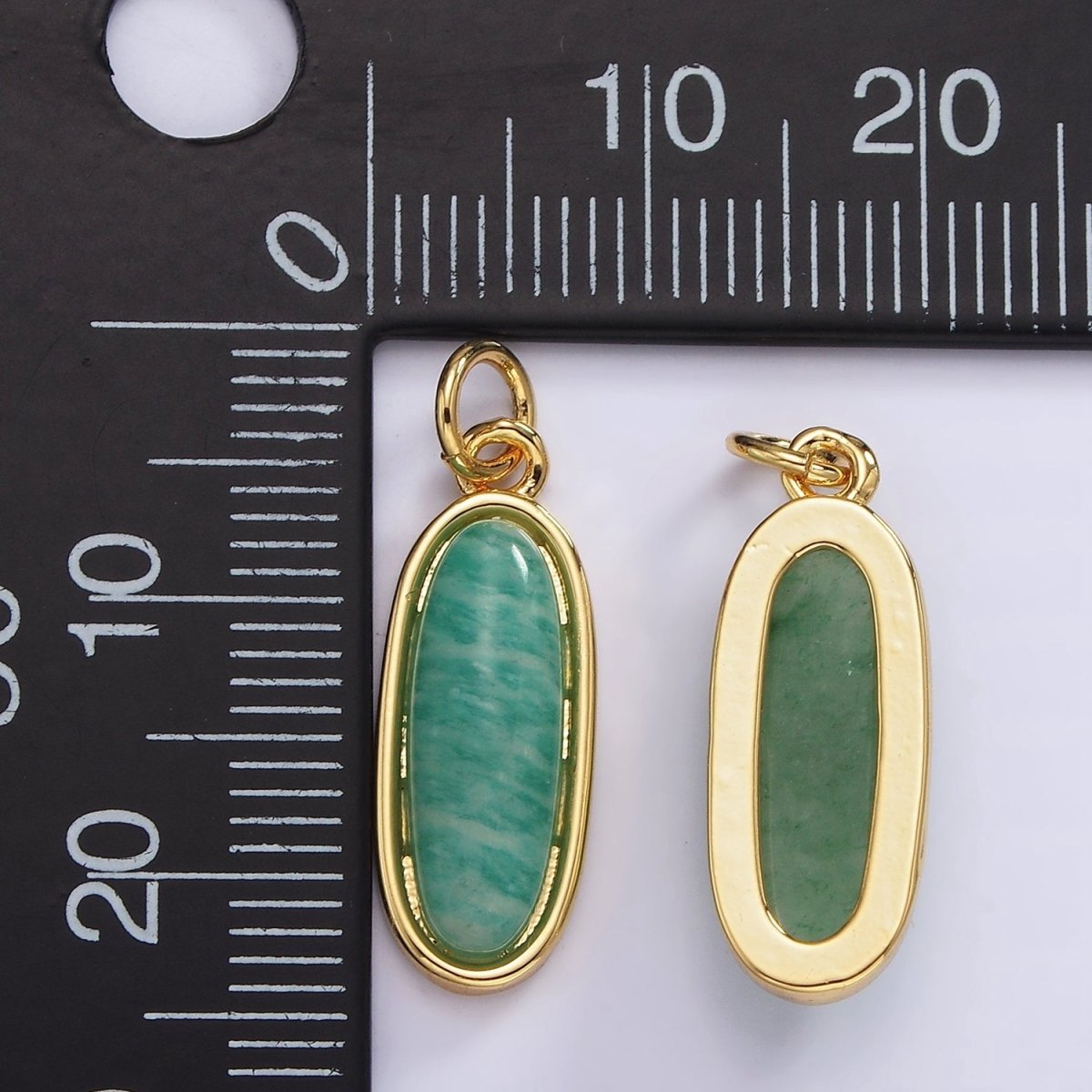 14K Gold Filled 24mm Natural Gemstone Bezel Oblong Charm | AG574 - AG581 - DLUXCA