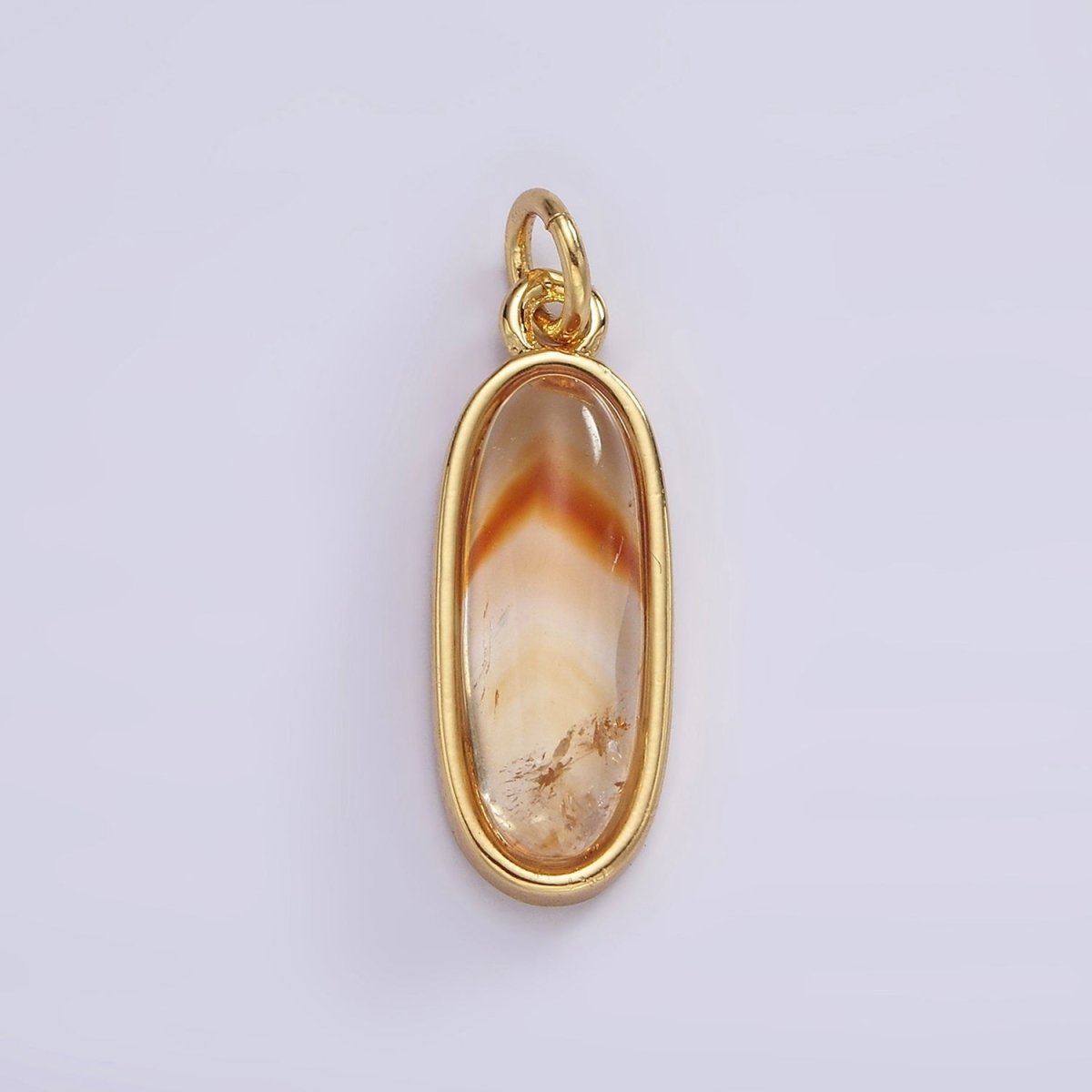 14K Gold Filled 24mm Natural Gemstone Bezel Oblong Charm | AG574 - AG581 - DLUXCA