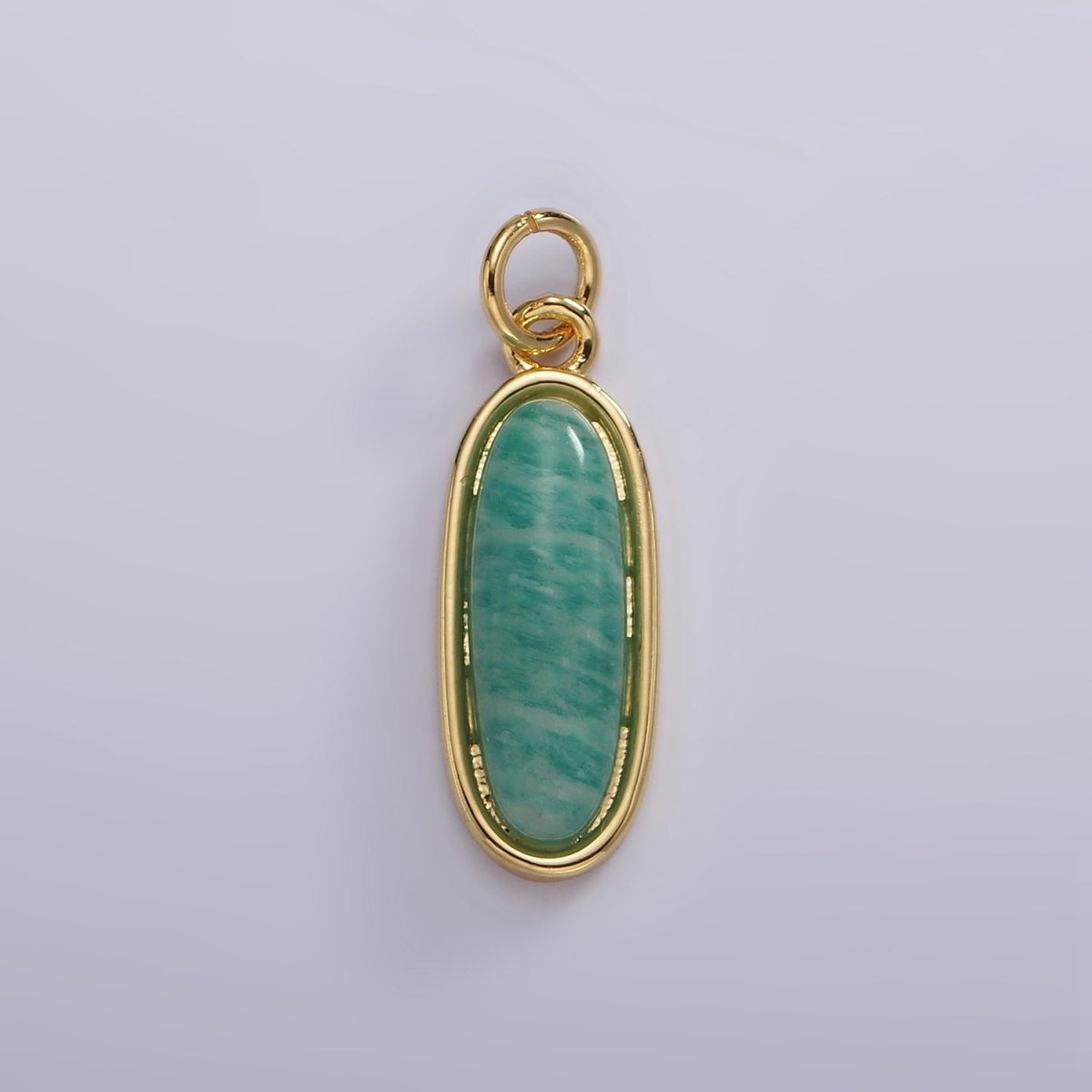 14K Gold Filled 24mm Natural Gemstone Bezel Oblong Charm | AG574 - AG581 - DLUXCA