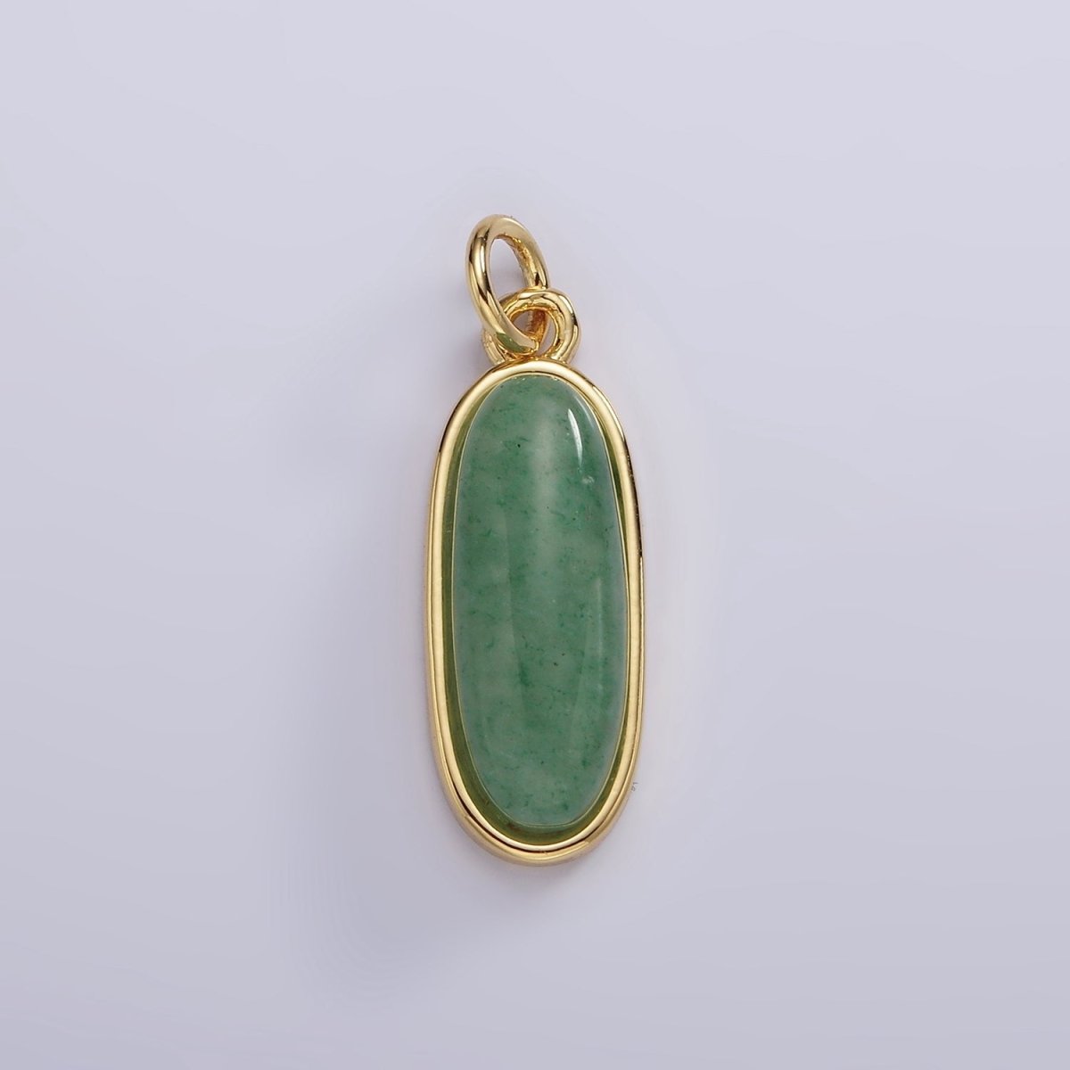 14K Gold Filled 24mm Natural Gemstone Bezel Oblong Charm | AG574 - AG581 - DLUXCA