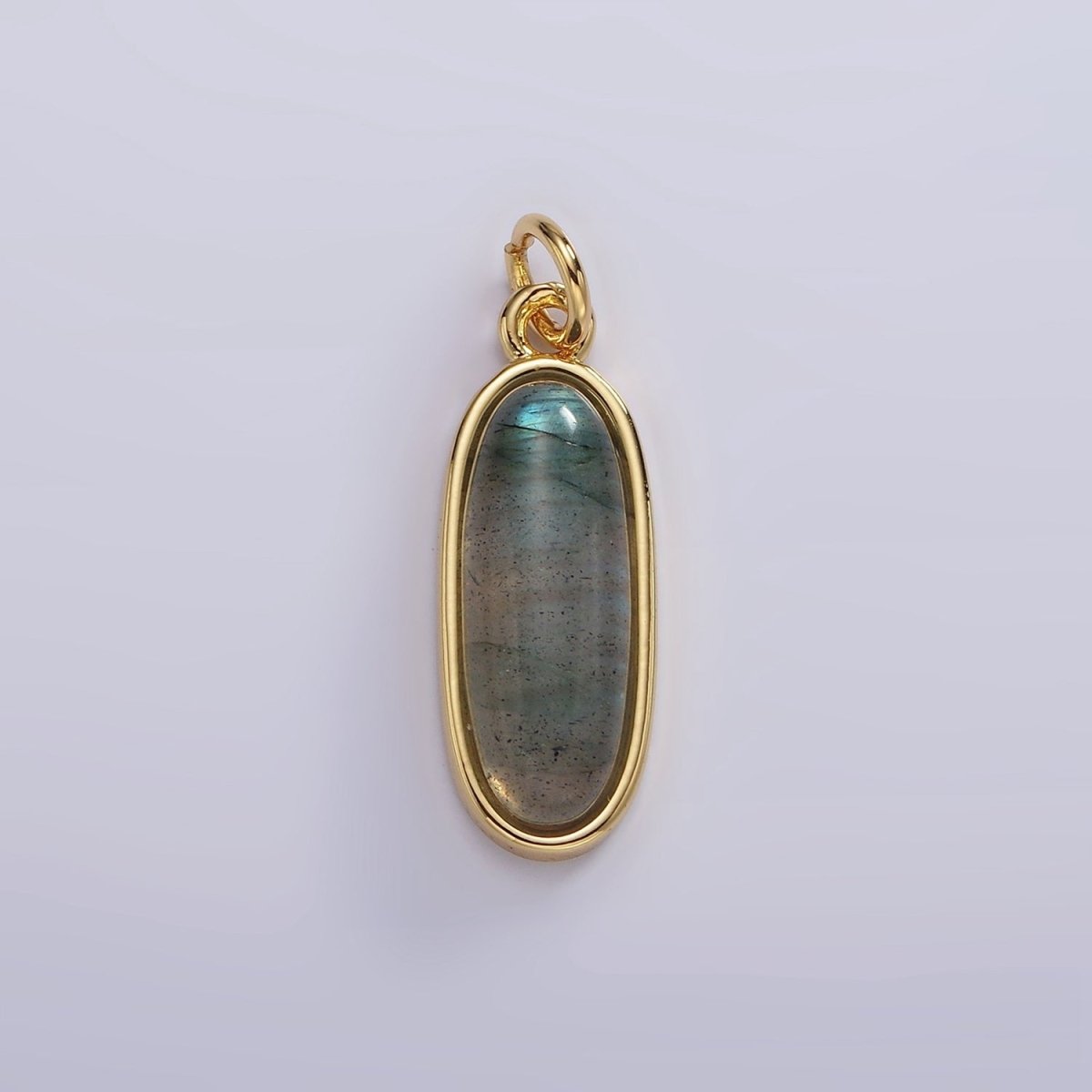 14K Gold Filled 24mm Natural Gemstone Bezel Oblong Charm | AG574 - AG581 - DLUXCA