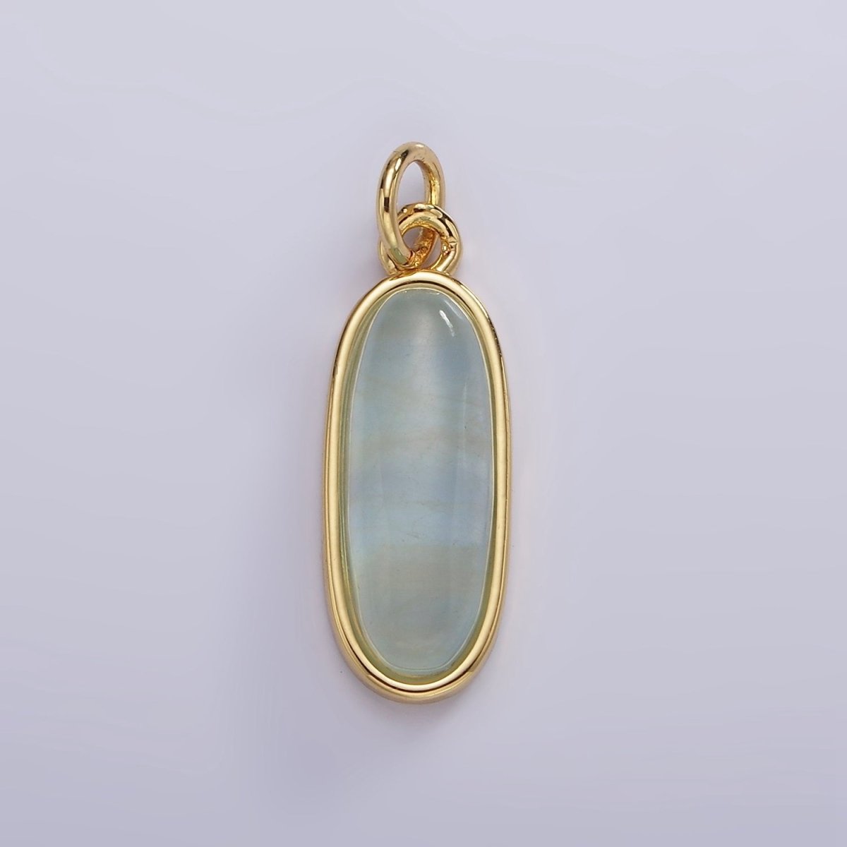 14K Gold Filled 24mm Natural Gemstone Bezel Oblong Charm | AG574 - AG581 - DLUXCA