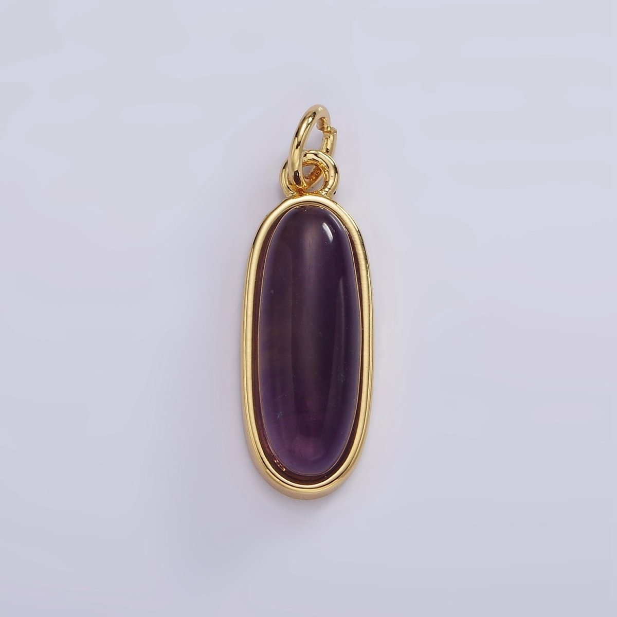 14K Gold Filled 24mm Natural Gemstone Bezel Oblong Charm | AG574 - AG581 - DLUXCA