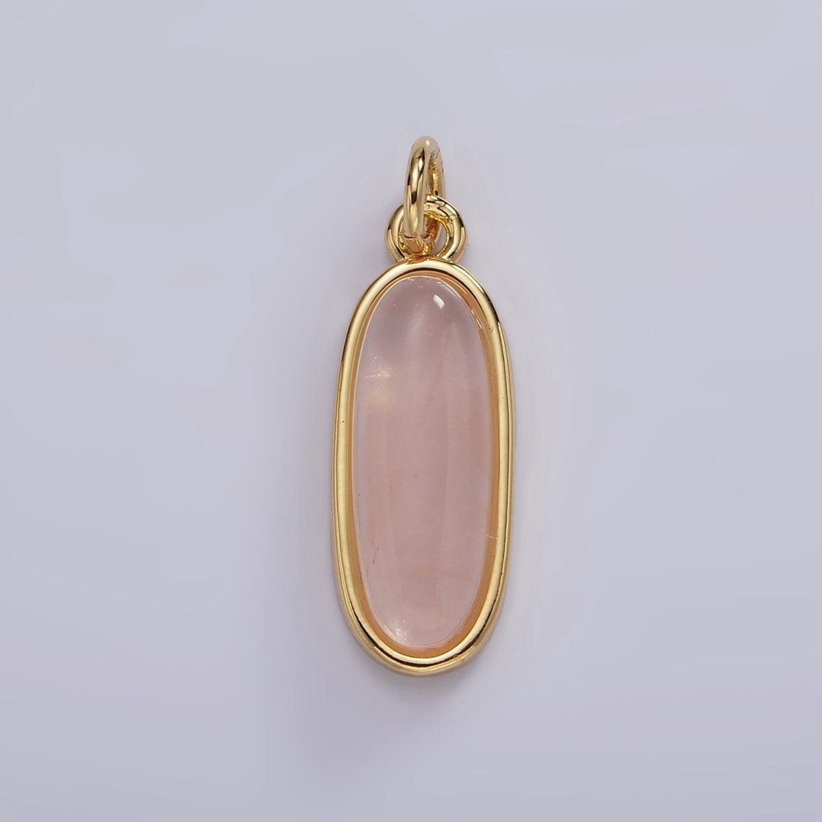 14K Gold Filled 24mm Natural Gemstone Bezel Oblong Charm | AG574 - AG581 - DLUXCA