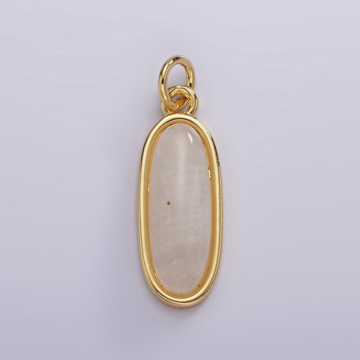 14K Gold Filled 24mm Natural Gemstone Bezel Oblong Charm | AG574 - AG581 - DLUXCA