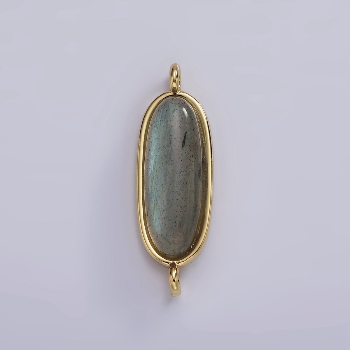 14K Gold Filled 24mm Natural Gemstone Oblong Bezel Connector | G229 - G237 - DLUXCA