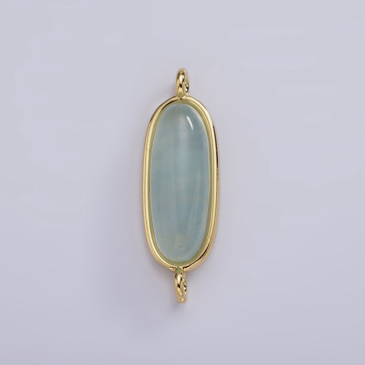 14K Gold Filled 24mm Natural Gemstone Oblong Bezel Connector | G229 - G237 - DLUXCA