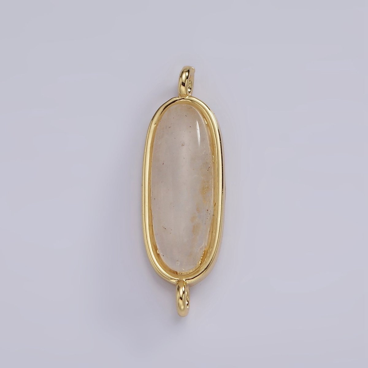 14K Gold Filled 24mm Natural Gemstone Oblong Bezel Connector | G229 - G237 - DLUXCA