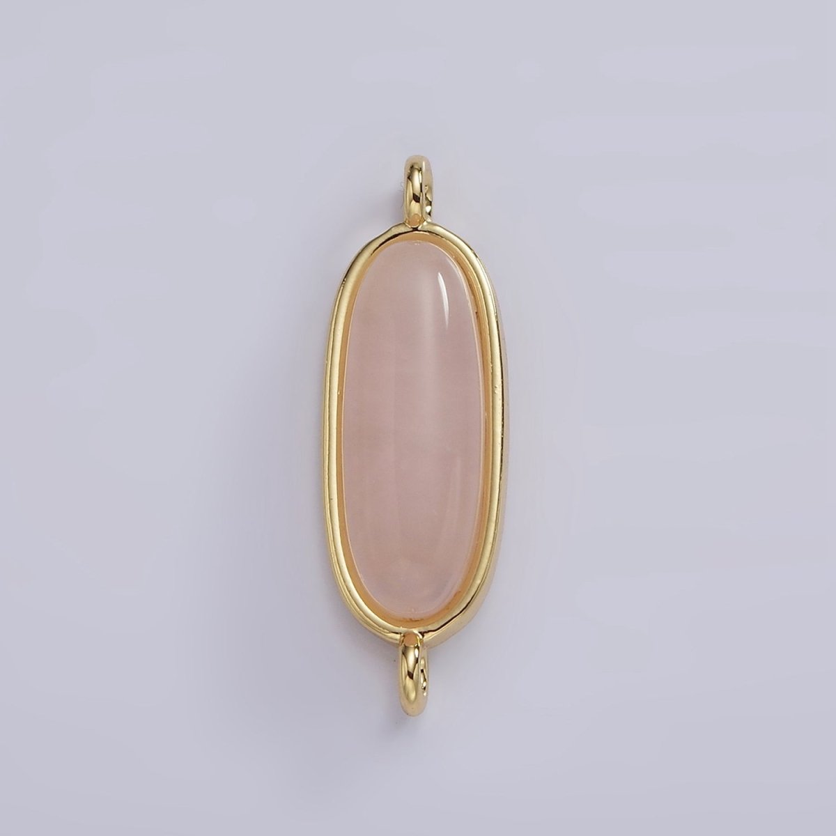 14K Gold Filled 24mm Natural Gemstone Oblong Bezel Connector | G229 - G237 - DLUXCA
