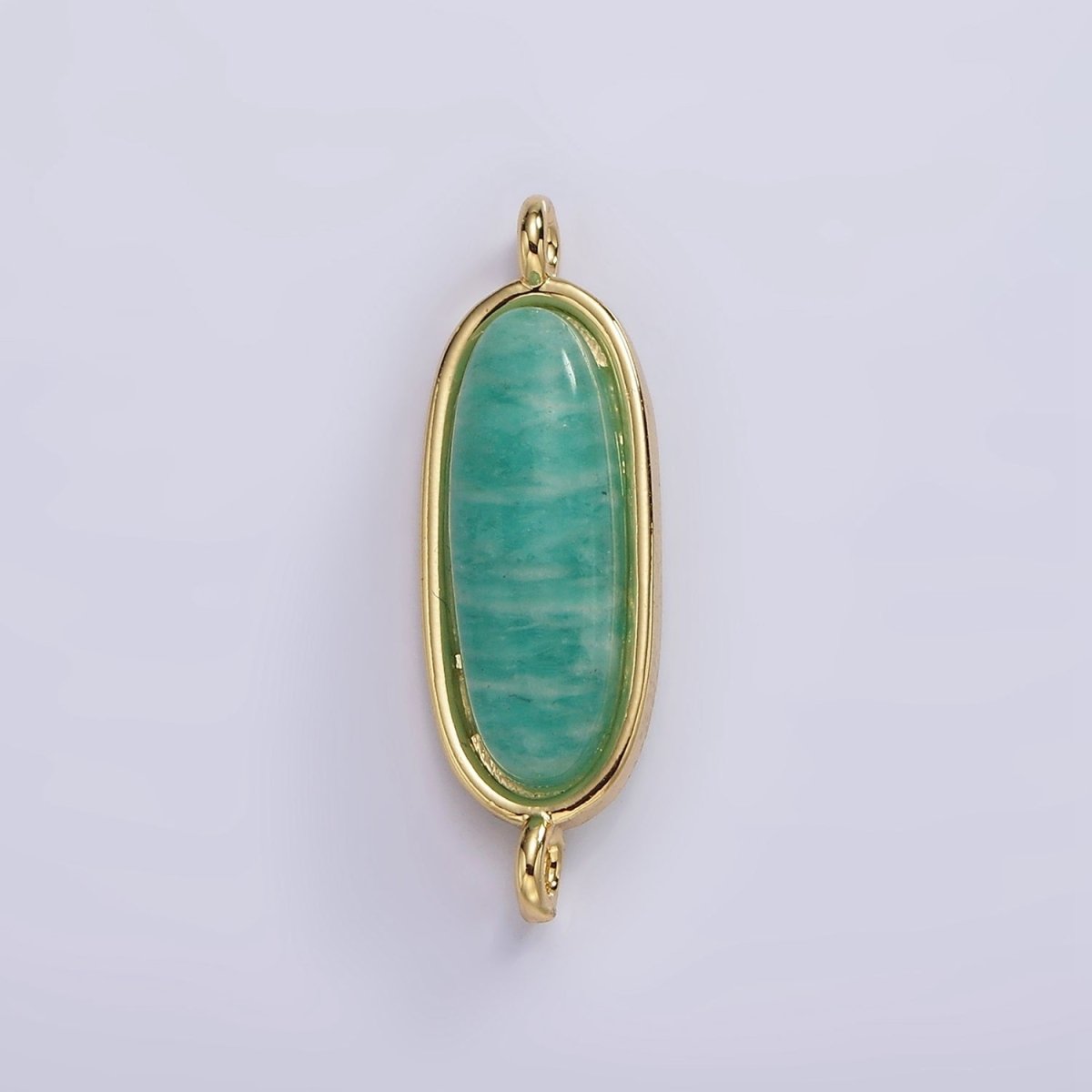 14K Gold Filled 24mm Natural Gemstone Oblong Bezel Connector | G229 - G237 - DLUXCA
