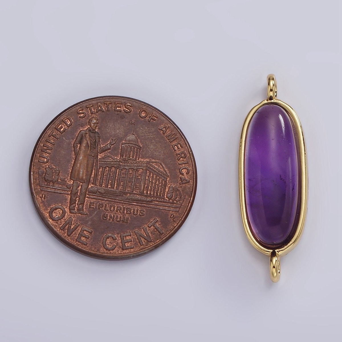 14K Gold Filled 24mm Natural Gemstone Oblong Bezel Connector | G229 - G237 - DLUXCA