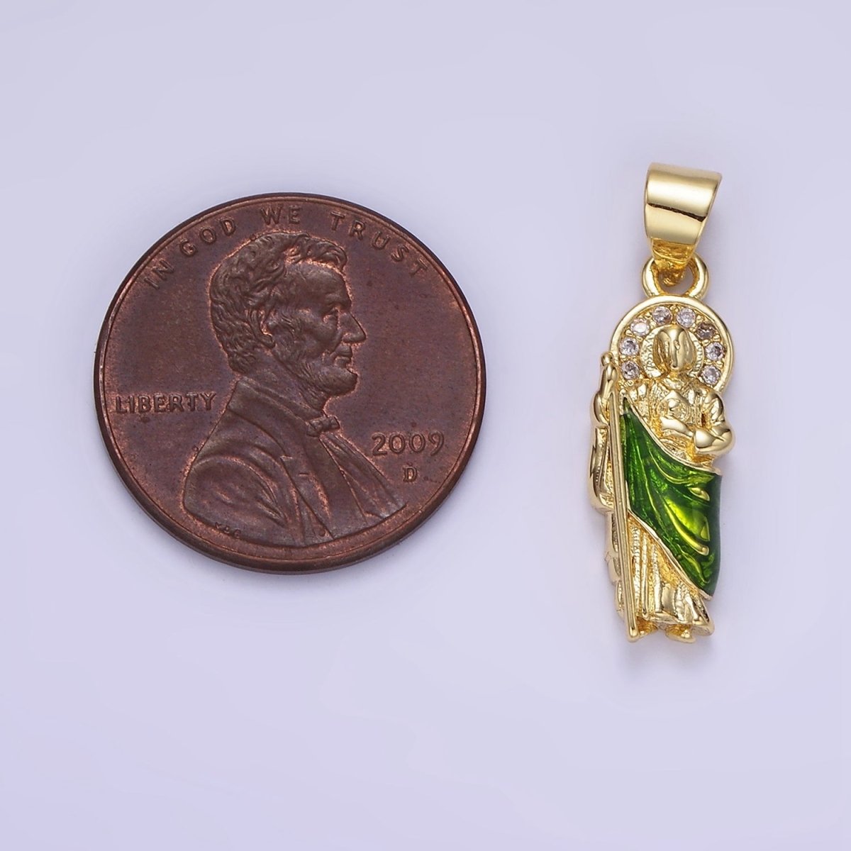 14K Gold Filled 24mm Saint Jude Micro Paved CZ Religious Pendant | AA1143 - DLUXCA