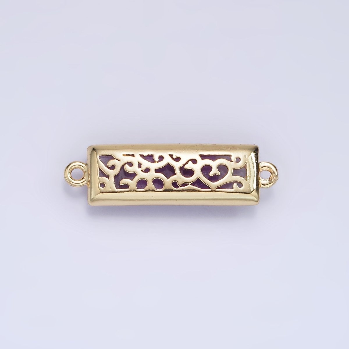 14K Gold Filled 25.5mm Labradorite, Lapis Lazuli, Amethyst Filigree Rectangular Connector | G-093 - G-095 - DLUXCA