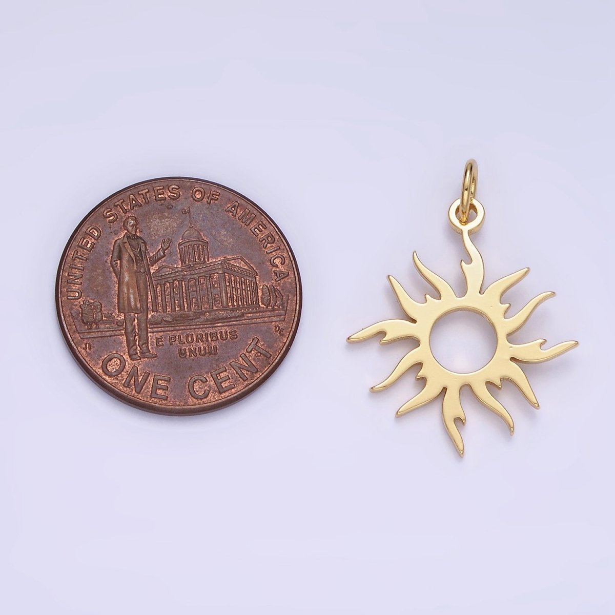 14K Gold Filled 25mm Celestial Sun Ray Open Minimalist Charm | AG626 - DLUXCA