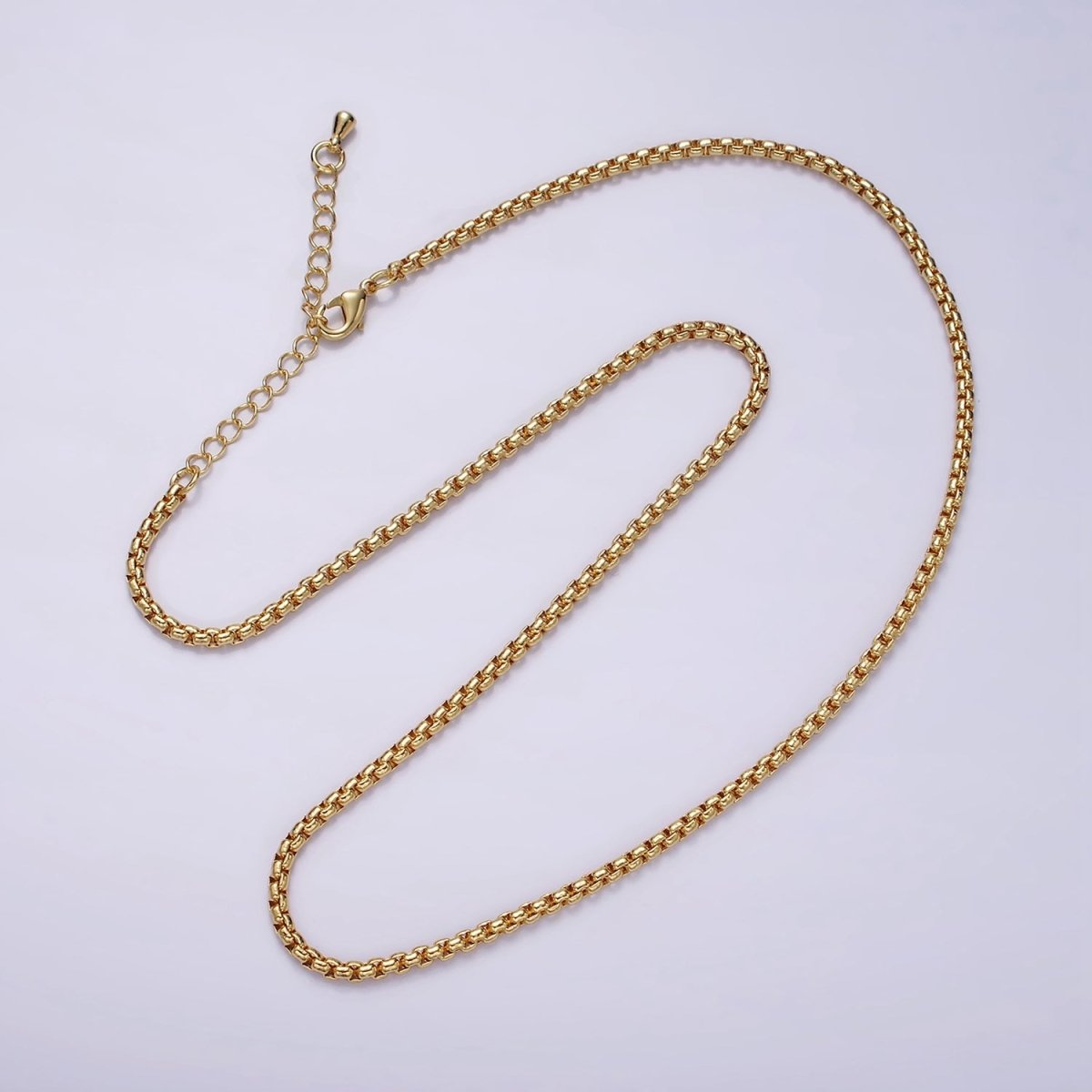 14K Gold Filled 2.5mm Chubby Box Chain 18 Inch, 16 Inch Layering Choker Necklace in Gold & Silver | WA-2220 - WA-2223 Clearance Pricing - DLUXCA