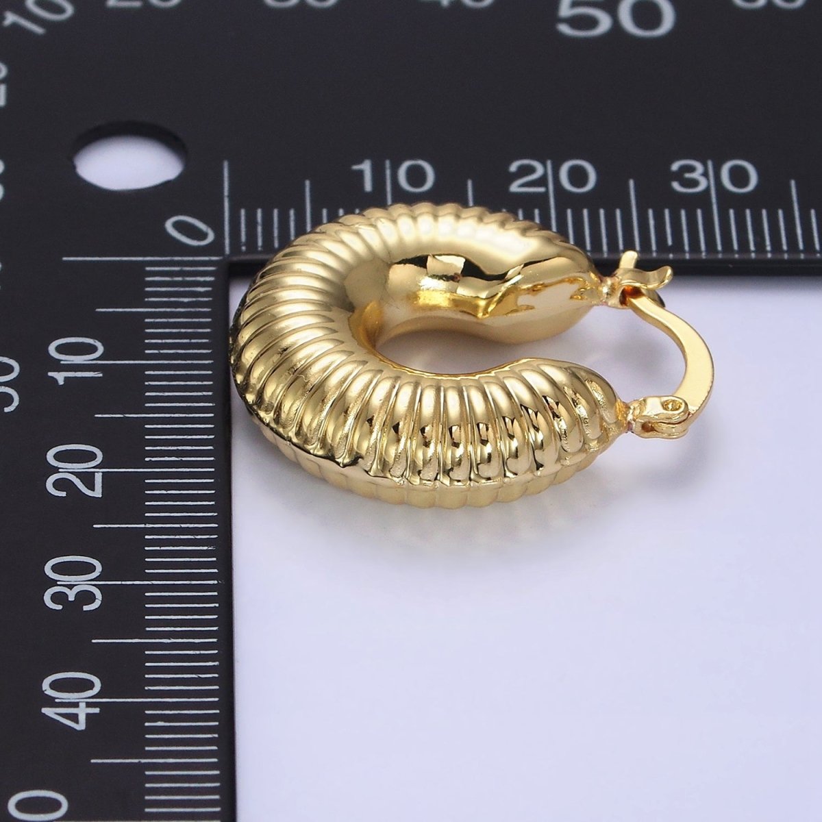 14K Gold Filled 25mm Chubby Croissant French Lock Latch Earrings in Gold & Silver | AE073 AE074 - DLUXCA