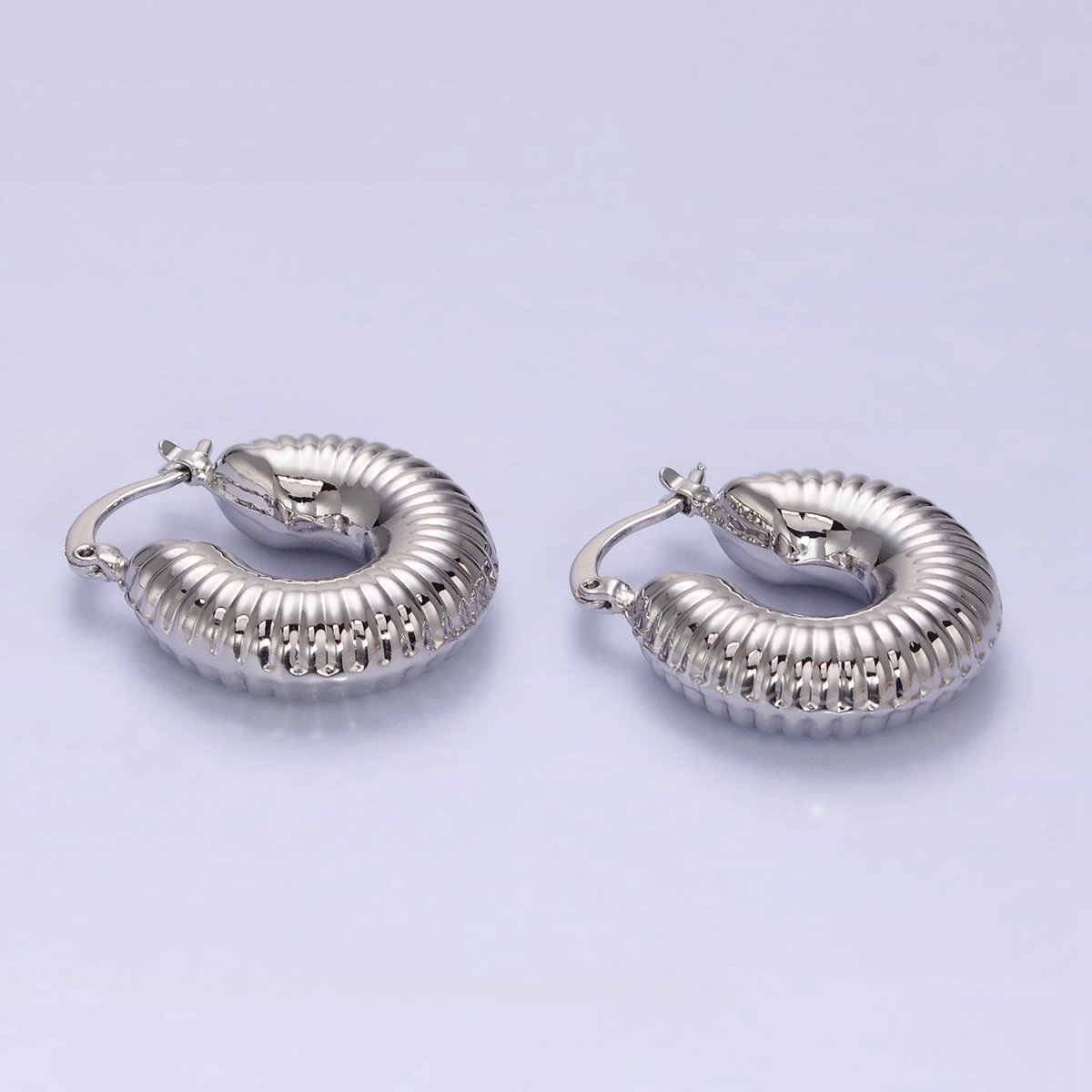 14K Gold Filled 25mm Chubby Croissant French Lock Latch Earrings in Gold & Silver | AE073 AE074 - DLUXCA