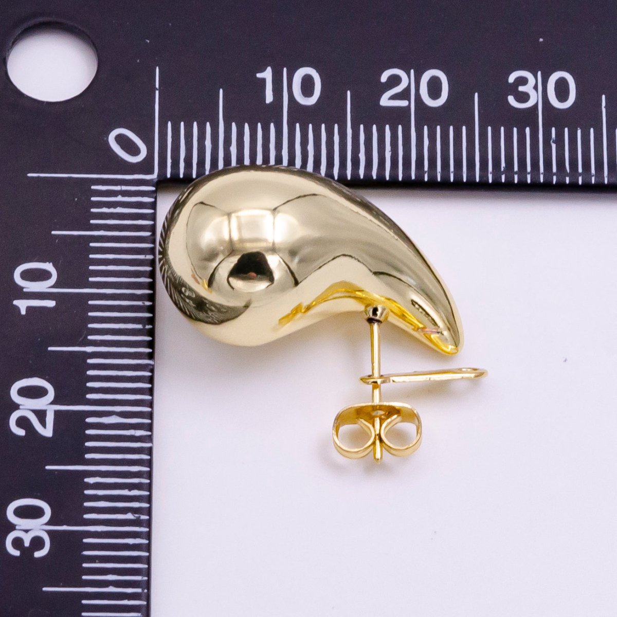14K Gold Filled 25mm Chunky Modern Teardrop Stud Earrings in Gold & Silver | V-283 V-308 - DLUXCA