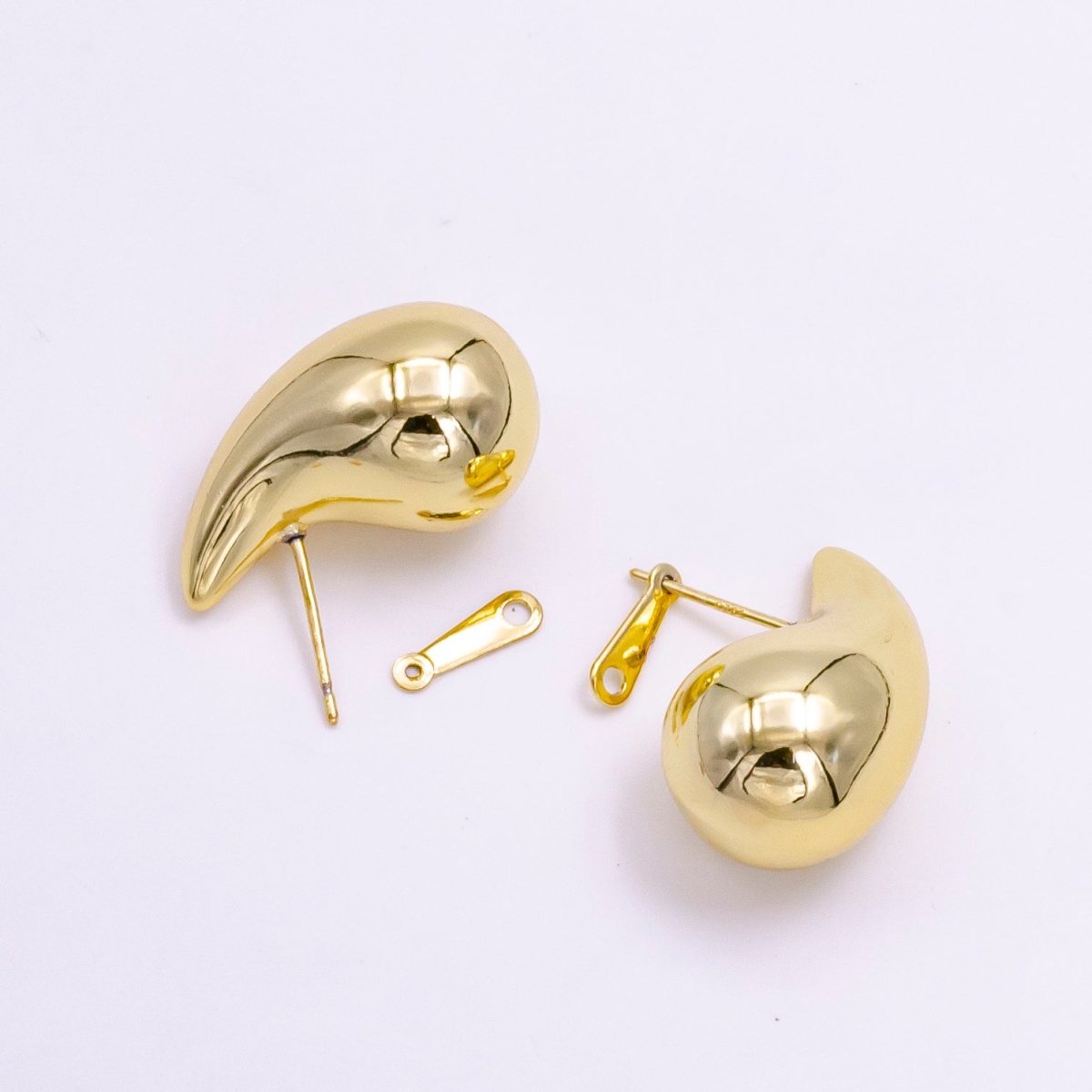 14K Gold Filled 25mm Chunky Modern Teardrop Stud Earrings in Gold & Silver | V-283 V-308 - DLUXCA