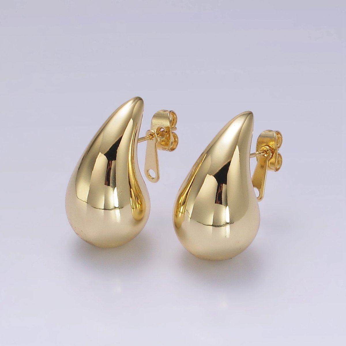 14K Gold Filled 25mm Chunky Modern Teardrop Stud Earrings in Gold & Silver | V-283 V-308 - DLUXCA