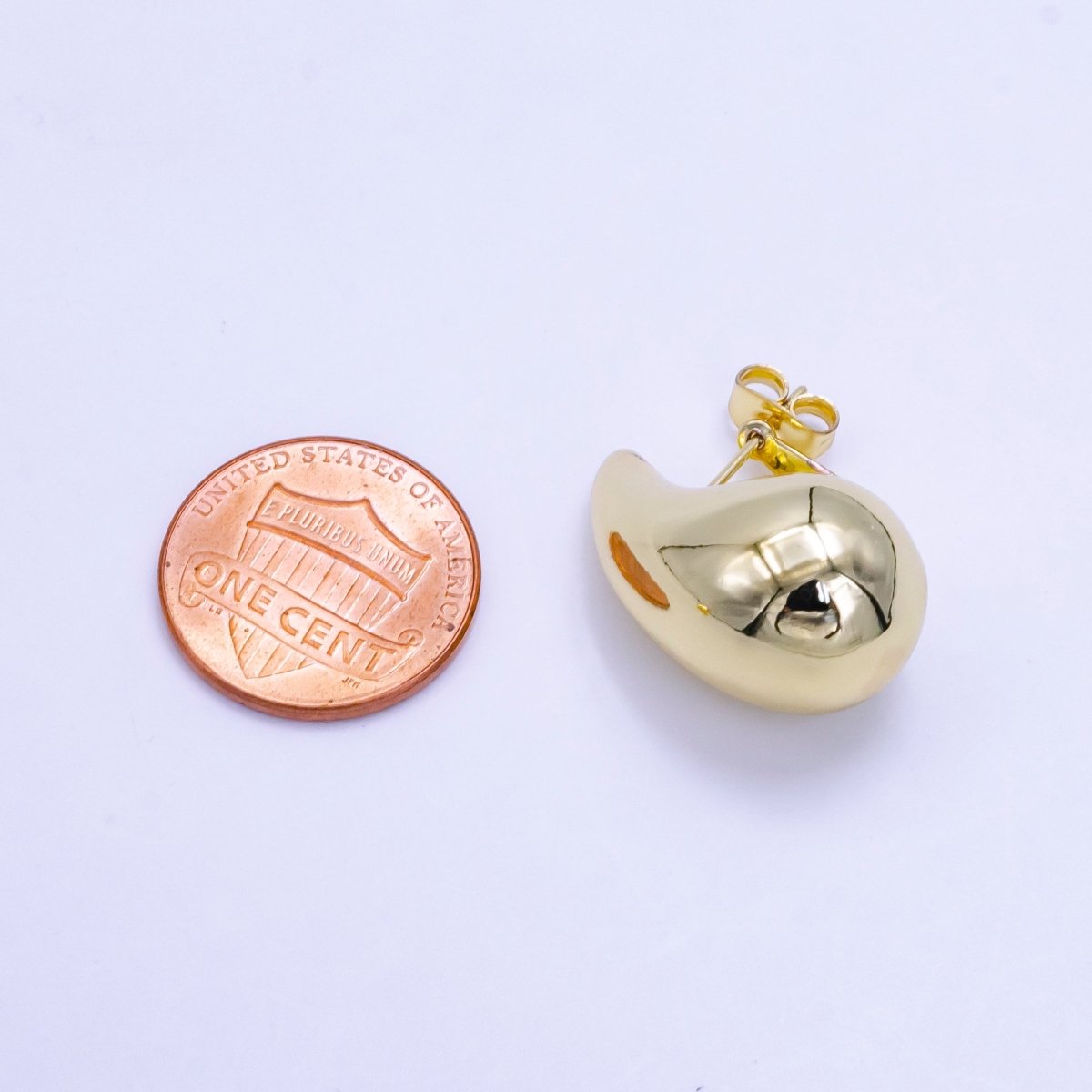 14K Gold Filled 25mm Chunky Modern Teardrop Stud Earrings in Gold & Silver | V-283 V-308 - DLUXCA