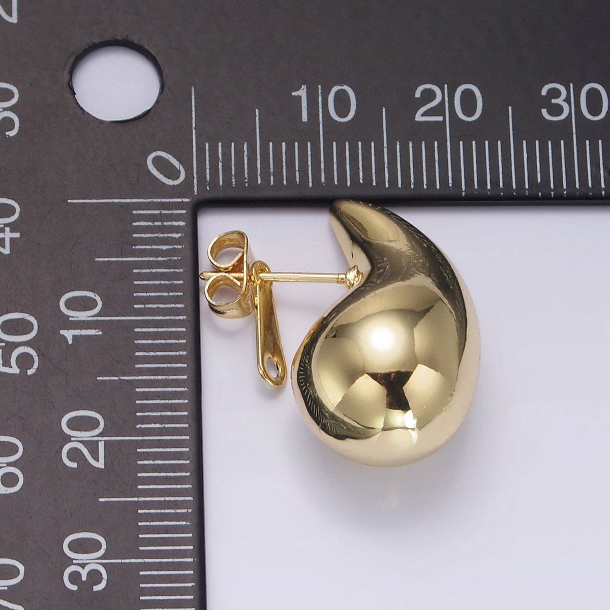 14K Gold Filled 25mm Chunky Modern Teardrop Stud Earrings in Gold & Silver | V-283 V-308 - DLUXCA