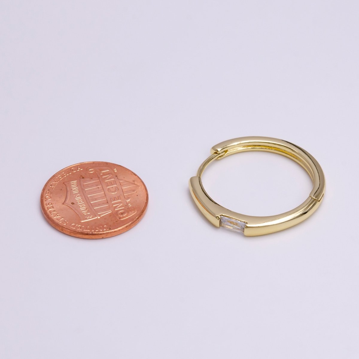 14K Gold Filled 25mm Clear Baguette CZ Endless Hoop Earrings | AD1126 - DLUXCA