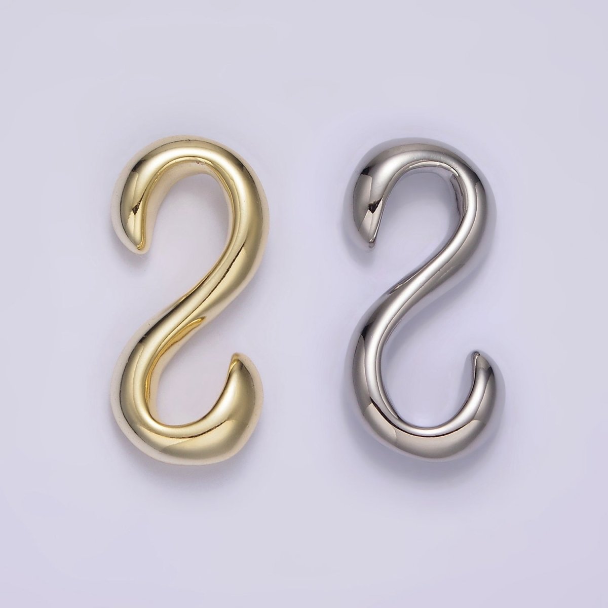 14K Gold Filled 25mm Curved Minimalist S-Hook Closure Findings Supply in Gold & Silver | Z656 - DLUXCA
