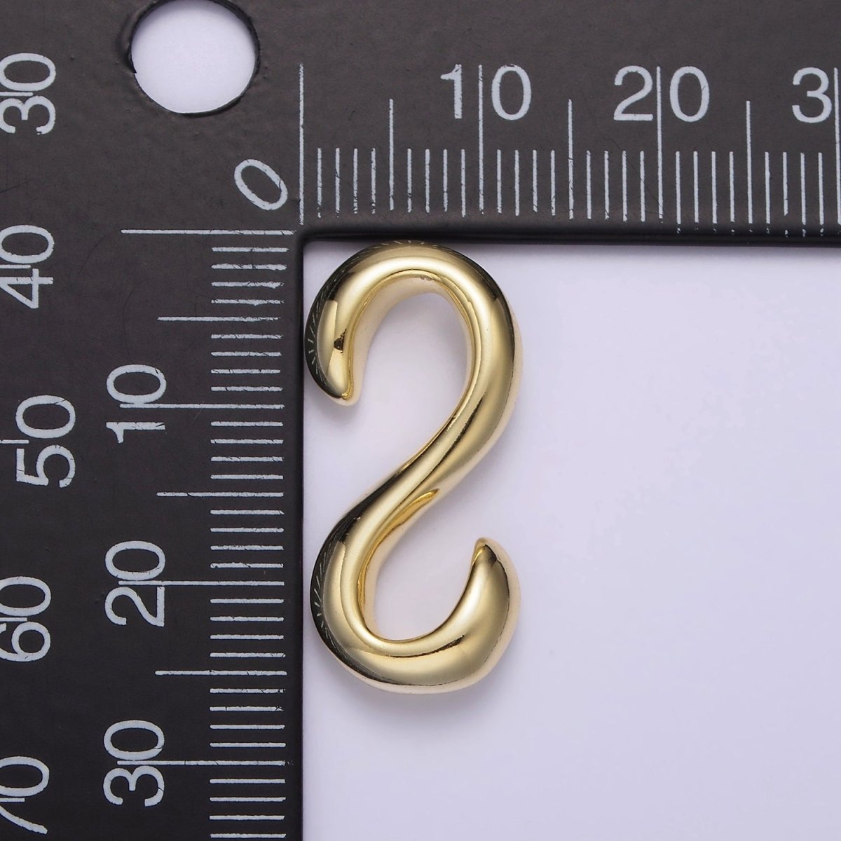 14K Gold Filled 25mm Curved Minimalist S-Hook Closure Findings Supply in Gold & Silver | Z656 - DLUXCA