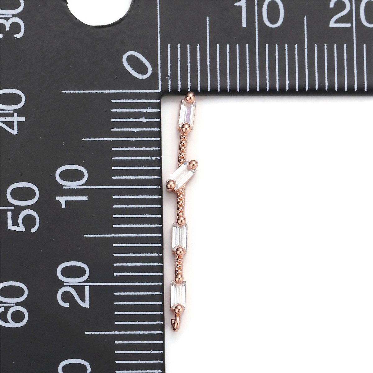 14K Gold Filled 25mm Multiple Clear Baguette Dotted Linear Charm in Gold & Silver | K460 K461 - DLUXCA