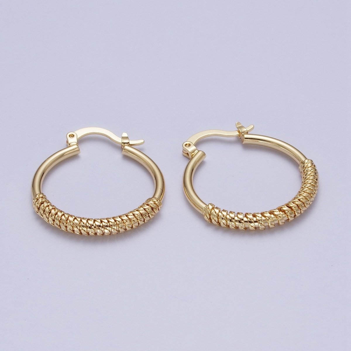 14K Gold Filled 25mm Multiple Curb Latch Hoop Earrings | AE1017 - DLUXCA
