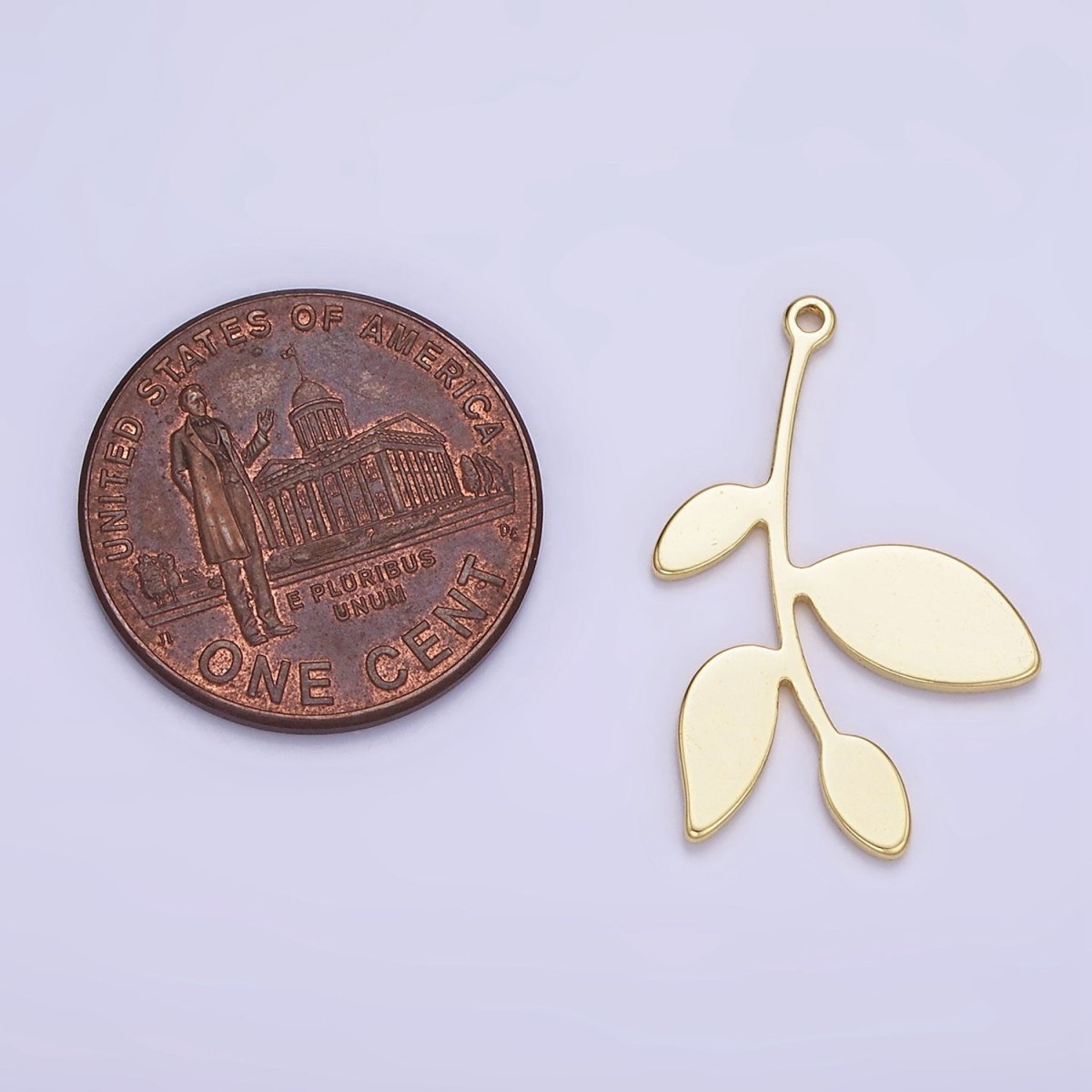 14K Gold Filled 25mm Nature Leaf Minimalist Charm | AG636 - DLUXCA
