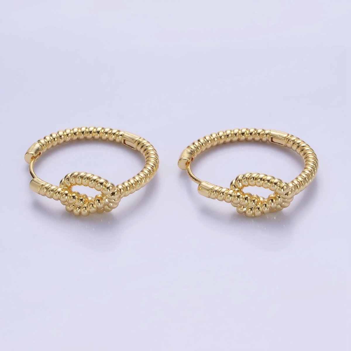 14K Gold Filled 25mm Rope Tied Croissant Huggie Earrings in Gold & Silver | AB1360 AB1361 - DLUXCA