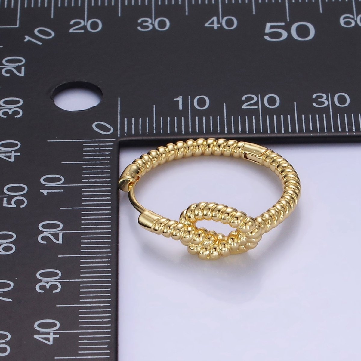 14K Gold Filled 25mm Rope Tied Croissant Huggie Earrings in Gold & Silver | AB1360 AB1361 - DLUXCA