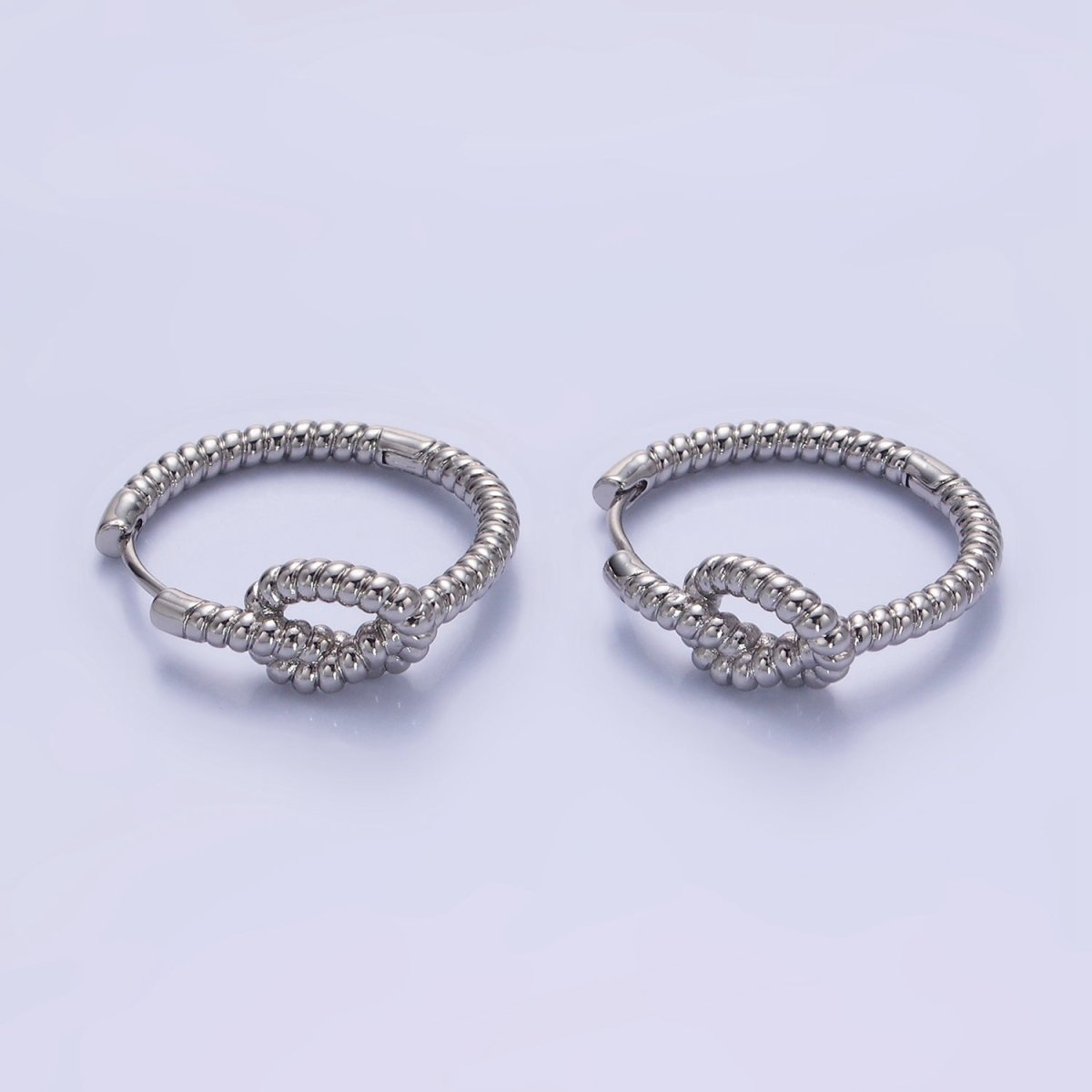 14K Gold Filled 25mm Rope Tied Croissant Huggie Earrings in Gold & Silver | AB1360 AB1361 - DLUXCA