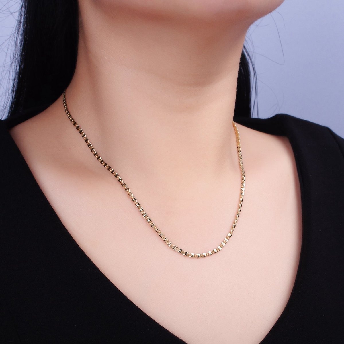 14K Gold Filled 2.5mm Unique Dent Anchor 18 Inch, 19 Inch Chain Necklace | WA-1869 WA-1870 Clearance Pricing - DLUXCA
