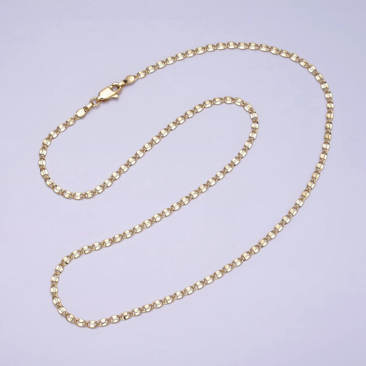 14K Gold Filled 2.5mm Unique Dent Anchor 18 Inch, 19 Inch Chain Necklace | WA-1869 WA-1870 Clearance Pricing - DLUXCA