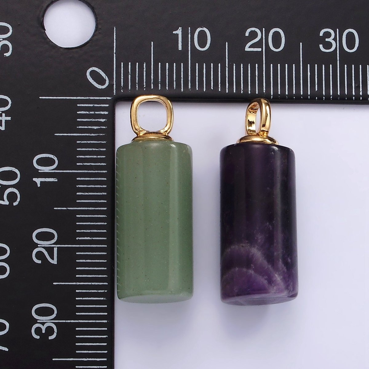 14K Gold Filled 27mm Tube Natural Gemstone Drop Pendant | N1963 - N1968 - DLUXCA