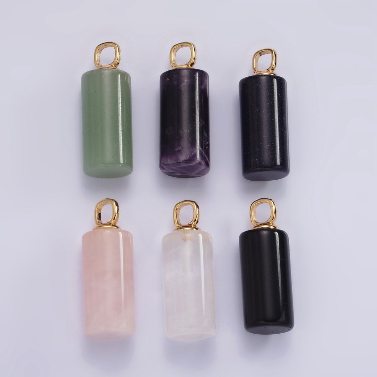 14K Gold Filled 27mm Tube Natural Gemstone Drop Pendant | N1963 - N1968 - DLUXCA