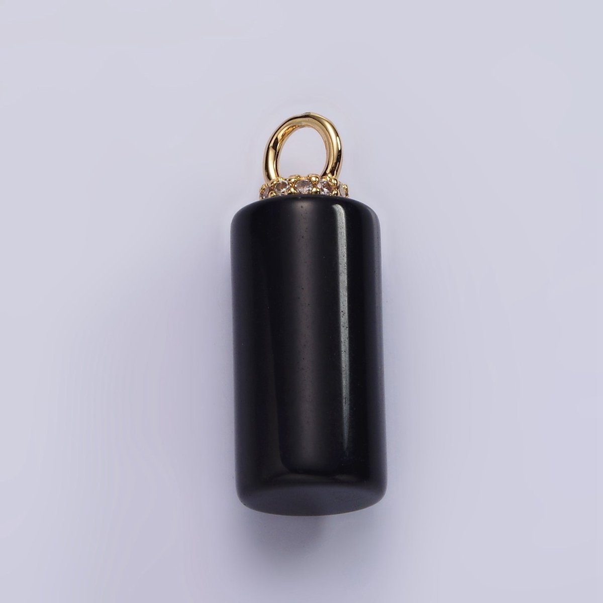 14K Gold Filled 27mm Tube Natural Gemstone Micro Paved CZ Drop Pendant | AG430 - AG435 - DLUXCA