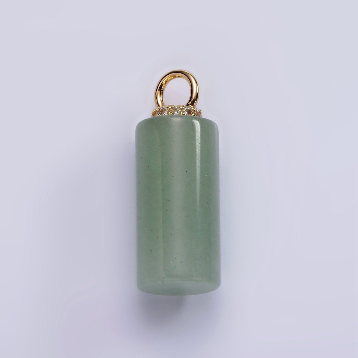14K Gold Filled 27mm Tube Natural Gemstone Micro Paved CZ Drop Pendant | AG430 - AG435 - DLUXCA