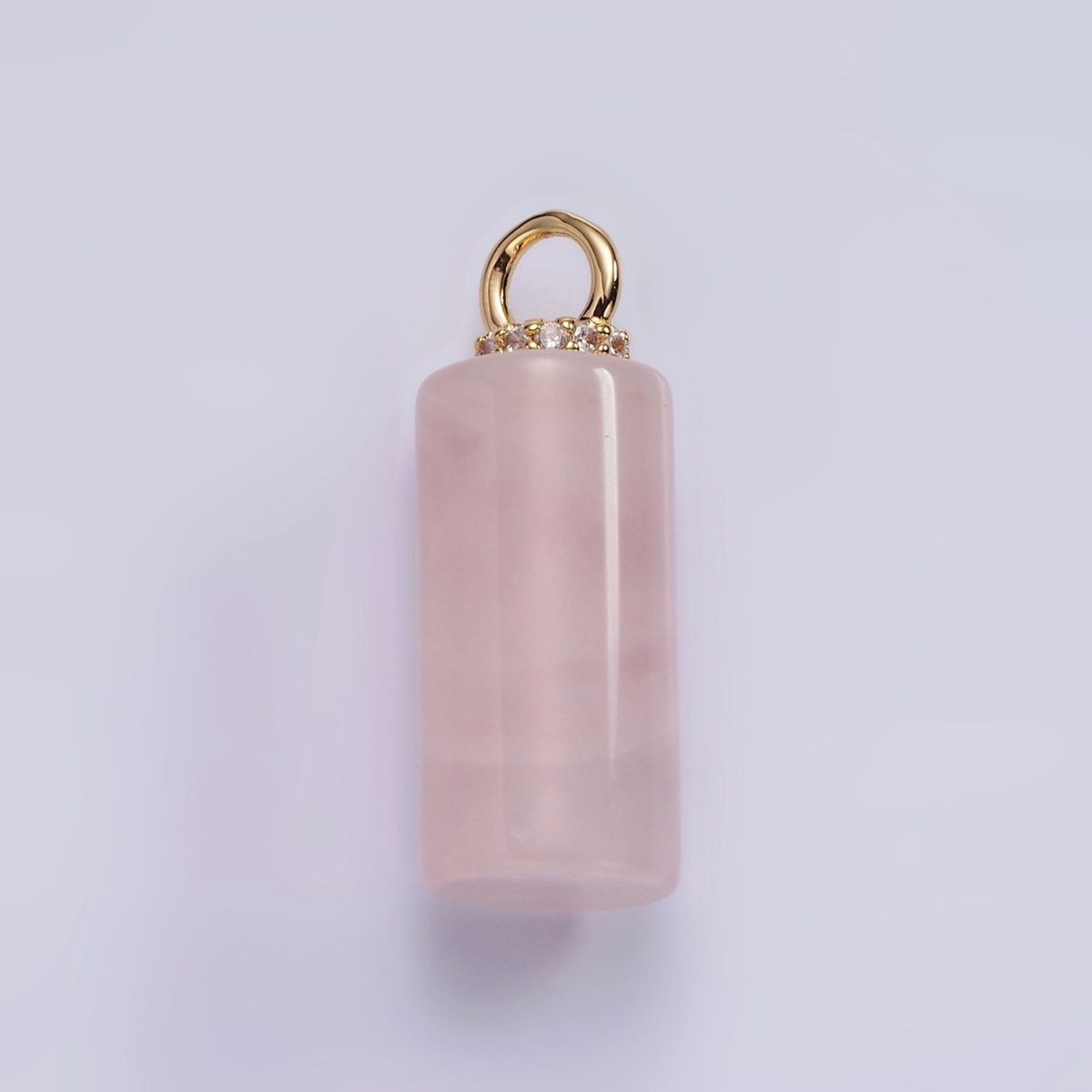 14K Gold Filled 27mm Tube Natural Gemstone Micro Paved CZ Drop Pendant | AG430 - AG435 - DLUXCA